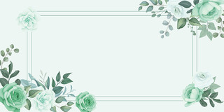 绿色小清新花卉唯美信纸名片婚礼婚庆边框展板背景